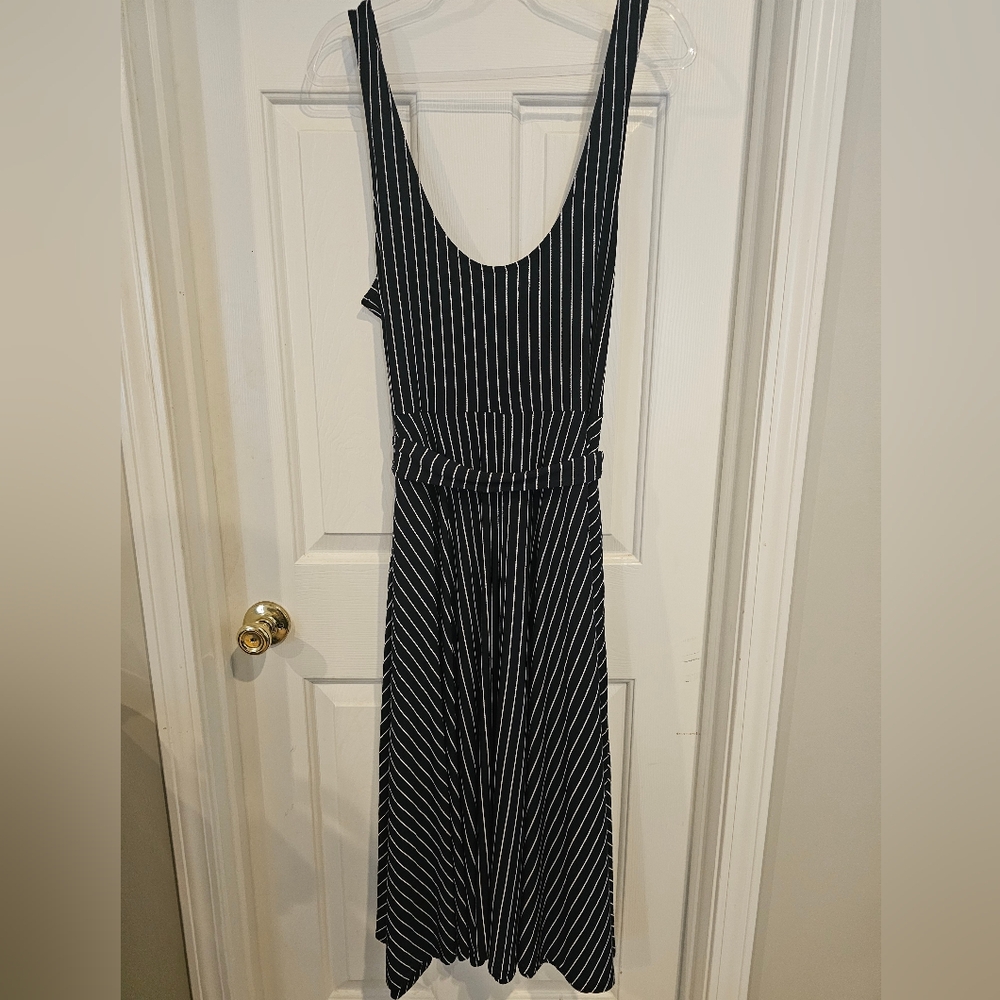 Banana Republic Black and White Striped Maxi Dress